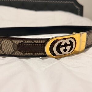Authentic Vintage Gucci Brown and Gold Women’s Leather Belt
